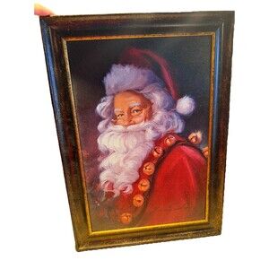 Santa Claus Framed Painting Print Art Work 15” X 21” Susan Comish